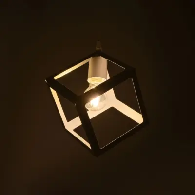LEDTM® DISE 201-0052 Μοντέρνο Κρεμαστό Φωτιστικό Κύβος Μονόφωτο 1 x E27 IP20 Λευκό Μέταλλο - Μ28 x Π28 x Υ31cm - Image 3