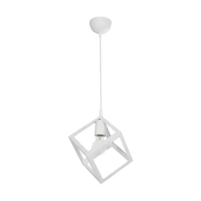 LEDTM® DISE 201-0052 Μοντέρνο Κρεμαστό Φωτιστικό Κύβος Μονόφωτο 1 x E27 IP20 Λευκό Μέταλλο - Μ28 x Π28 x Υ31cm - Image 4
