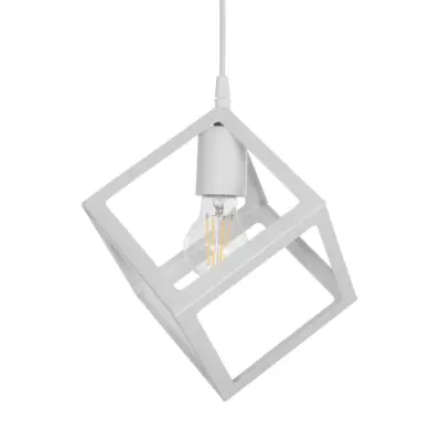 LEDTM® DISE 201-0052 Μοντέρνο Κρεμαστό Φωτιστικό Κύβος Μονόφωτο 1 x E27 IP20 Λευκό Μέταλλο - Μ28 x Π28 x Υ31cm - Image 5