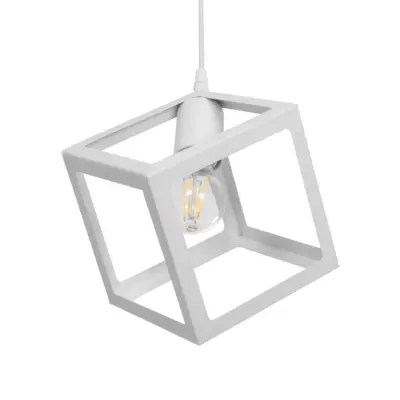 LEDTM® DISE 201-0052 Μοντέρνο Κρεμαστό Φωτιστικό Κύβος Μονόφωτο 1 x E27 IP20 Λευκό Μέταλλο - Μ28 x Π28 x Υ31cm - Image 6