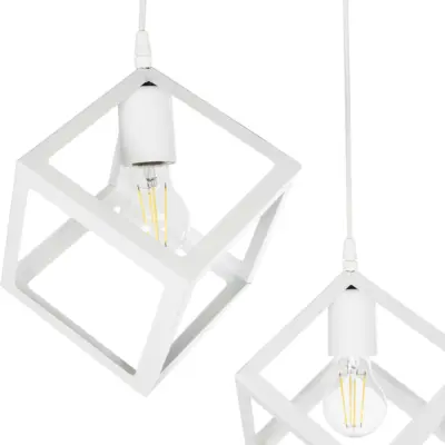 LEDTM® DISE 201-0053 Μοντέρνο Κρεμαστό Φωτιστικό Κύβος Δίφωτο 2 x E27 IP20 Λευκό Μέταλλο - Μ50 x Π30 x Υ50cm - Image 7