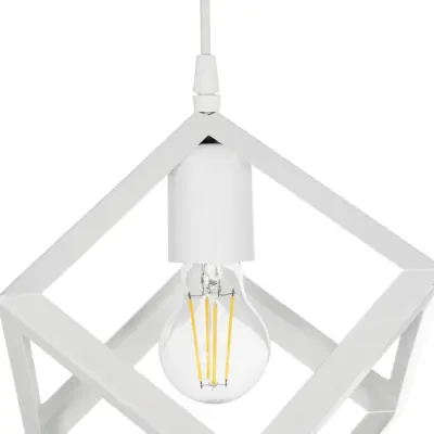LEDTM® DISE 201-0053 Μοντέρνο Κρεμαστό Φωτιστικό Κύβος Δίφωτο 2 x E27 IP20 Λευκό Μέταλλο - Μ50 x Π30 x Υ50cm - Image 8