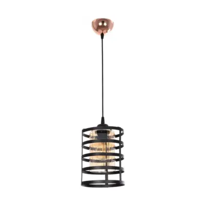 LEDTM® SOLON 201-0060 Μοντέρνο Κρεμαστό Φωτιστικό Πλέγμα Μονόφωτο 1 x E27 IP20 Μπρούτζινο & Μαύρο Μέταλλο με Μελί Γυαλί - Μ16 x Π16 x Υ26cm - Image 4