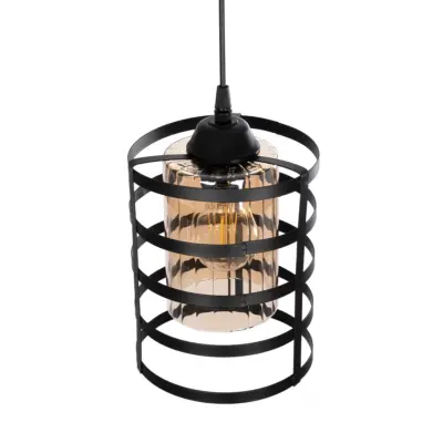 LEDTM® SOLON 201-0060 Μοντέρνο Κρεμαστό Φωτιστικό Πλέγμα Μονόφωτο 1 x E27 IP20 Μπρούτζινο & Μαύρο Μέταλλο με Μελί Γυαλί - Μ16 x Π16 x Υ26cm - Image 7