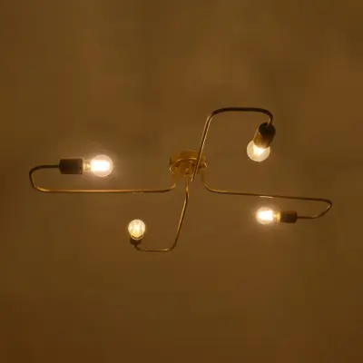 LEDTM® MOORNA 201-0065 Vintage Φωτιστικό Οροφής Πλέγμα Πολύφωτο 4 x E27 IP20 Χρυσό Μέταλλο - Μ97 x Π97 x Υ7cm - Image 3