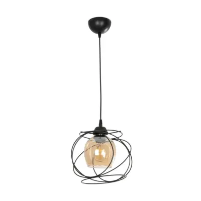 LEDTM® GLINDER 201-0068 Vintage Κρεμαστό Φωτιστικό Οροφής Πλέγμα Μονόφωτο 1 x E27 IP20 Μαύρο Μέταλλο - Μ25 x Π18 x Υ24cm - Image 4