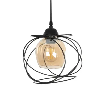 LEDTM® GLINDER 201-0068 Vintage Κρεμαστό Φωτιστικό Οροφής Πλέγμα Μονόφωτο 1 x E27 IP20 Μαύρο Μέταλλο - Μ25 x Π18 x Υ24cm - Image 5