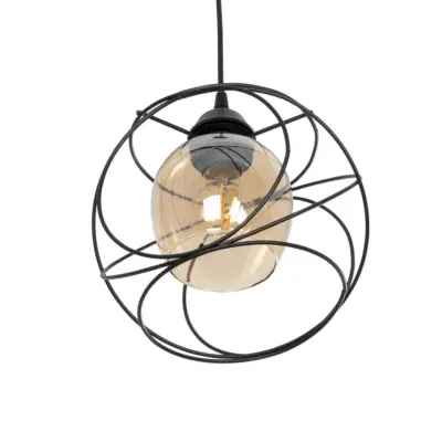 LEDTM® GLINDER 201-0068 Vintage Κρεμαστό Φωτιστικό Οροφής Πλέγμα Μονόφωτο 1 x E27 IP20 Μαύρο Μέταλλο - Μ25 x Π18 x Υ24cm - Image 6