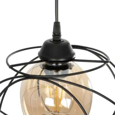 LEDTM® GLINDER 201-0068 Vintage Κρεμαστό Φωτιστικό Οροφής Πλέγμα Μονόφωτο 1 x E27 IP20 Μαύρο Μέταλλο - Μ25 x Π18 x Υ24cm - Image 9