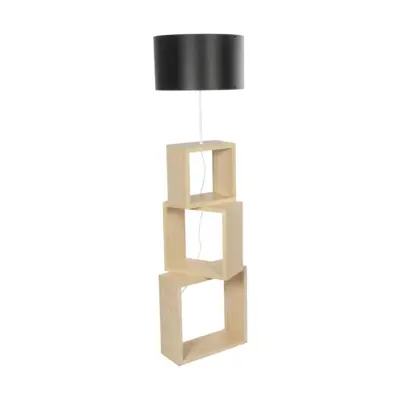 LEDTM® LUMO 201-0070 Μοντέρνο Επιδαπέδιο Φωτιστικό Μονόφωτο 1 x E27 IP20 Μπεζ Ξύλο με Μαύρο Ύφασμα - Μ37 x Π36 x Υ136cm - Image 4