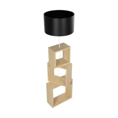 LEDTM® LUMO 201-0070 Μοντέρνο Επιδαπέδιο Φωτιστικό Μονόφωτο 1 x E27 IP20 Μπεζ Ξύλο με Μαύρο Ύφασμα - Μ37 x Π36 x Υ136cm - Image 5
