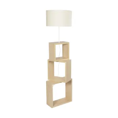 LEDTM® LUMO 201-0071 Μοντέρνο Επιδαπέδιο Φωτιστικό Μονόφωτο 1 x E27 IP20 Μπεζ Ξύλο με Μπεζ Ύφασμα - Μ37 x Π36 x Υ136cm - Image 4