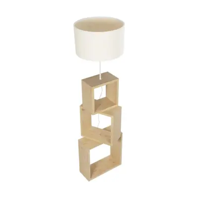 LEDTM® LUMO 201-0071 Μοντέρνο Επιδαπέδιο Φωτιστικό Μονόφωτο 1 x E27 IP20 Μπεζ Ξύλο με Μπεζ Ύφασμα - Μ37 x Π36 x Υ136cm - Image 5