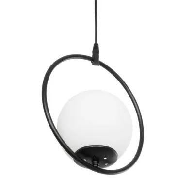 LEDTM® CIRCLE 201-0075 Vintage Κρεμαστό Φωτιστικό  Μονόφωτο Μπάλα  1 x E27 IP20 Μαύρο Μέταλλο με Λευκό Γυαλί - Μ26 x Π26 x Υ29cm - Image 6