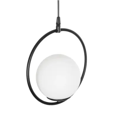 LEDTM® CIRCLE 201-0075 Vintage Κρεμαστό Φωτιστικό  Μονόφωτο Μπάλα  1 x E27 IP20 Μαύρο Μέταλλο με Λευκό Γυαλί - Μ26 x Π26 x Υ29cm - Image 7