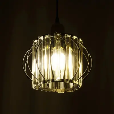 LEDTM® LUCERO 201-0078 Vintage Κρεμαστό Φωτιστικό Πλέγμα Μονόφωτο 1 x E27 IP20 Μαύρο & Χρυσό Μέταλλο με Διάφανο Κρύσταλλο - Μ24 x Π24 x Υ24cm - Image 3