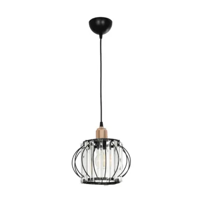 LEDTM® LUCERO 201-0078 Vintage Κρεμαστό Φωτιστικό Πλέγμα Μονόφωτο 1 x E27 IP20 Μαύρο & Χρυσό Μέταλλο με Διάφανο Κρύσταλλο - Μ24 x Π24 x Υ24cm - Image 4