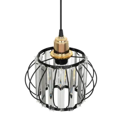 LEDTM® LUCERO 201-0078 Vintage Κρεμαστό Φωτιστικό Πλέγμα Μονόφωτο 1 x E27 IP20 Μαύρο & Χρυσό Μέταλλο με Διάφανο Κρύσταλλο - Μ24 x Π24 x Υ24cm - Image 7