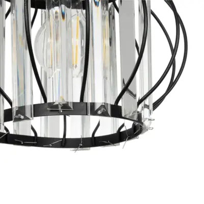 LEDTM® LUCERO 201-0078 Vintage Κρεμαστό Φωτιστικό Πλέγμα Μονόφωτο 1 x E27 IP20 Μαύρο & Χρυσό Μέταλλο με Διάφανο Κρύσταλλο - Μ24 x Π24 x Υ24cm - Image 8
