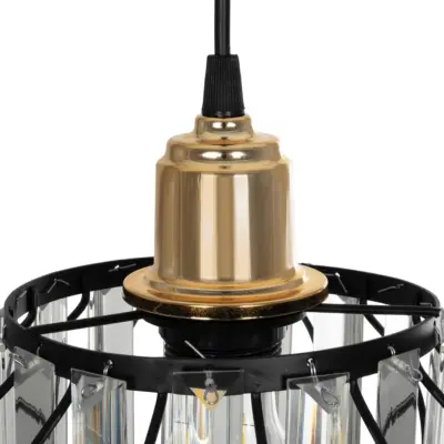 LEDTM® LUCERO 201-0078 Vintage Κρεμαστό Φωτιστικό Πλέγμα Μονόφωτο 1 x E27 IP20 Μαύρο & Χρυσό Μέταλλο με Διάφανο Κρύσταλλο - Μ24 x Π24 x Υ24cm - Image 9