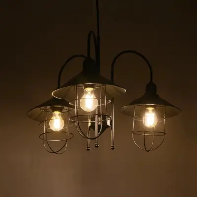 LEDTM® BLAZEO 201-0079 Vintage Κρεμαστό Φωτιστικό Καμπάνα Τρίφωτο 3 x E27 IP20 Μαύρο Μέταλλο - Μ42 x Π42 x Υ66cm - Image 3