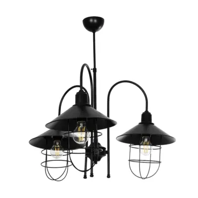 LEDTM® BLAZEO 201-0079 Vintage Κρεμαστό Φωτιστικό Καμπάνα Τρίφωτο 3 x E27 IP20 Μαύρο Μέταλλο - Μ42 x Π42 x Υ66cm - Image 4