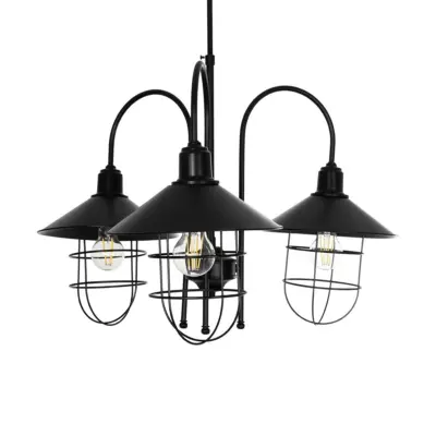 LEDTM® BLAZEO 201-0079 Vintage Κρεμαστό Φωτιστικό Καμπάνα Τρίφωτο 3 x E27 IP20 Μαύρο Μέταλλο - Μ42 x Π42 x Υ66cm - Image 5