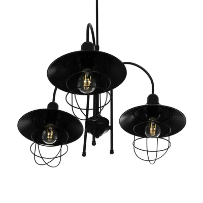 LEDTM® BLAZEO 201-0079 Vintage Κρεμαστό Φωτιστικό Καμπάνα Τρίφωτο 3 x E27 IP20 Μαύρο Μέταλλο - Μ42 x Π42 x Υ66cm - Image 6