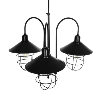 LEDTM® BLAZEO 201-0079 Vintage Κρεμαστό Φωτιστικό Καμπάνα Τρίφωτο 3 x E27 IP20 Μαύρο Μέταλλο - Μ42 x Π42 x Υ66cm - Image 7