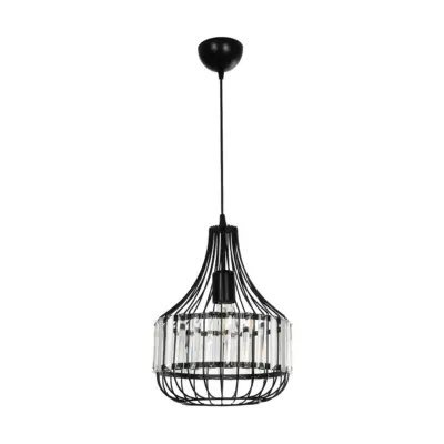 LEDTM® LUMAON 201-0081 Vintage Κρεμαστό Φωτιστικό Πλέγμα Μονόφωτο 1 x E27 IP20 Μαύρο Μέταλλο με Διάφανο Κρύσταλλο - Μ27 x Π27 x Υ37cm - Image 4