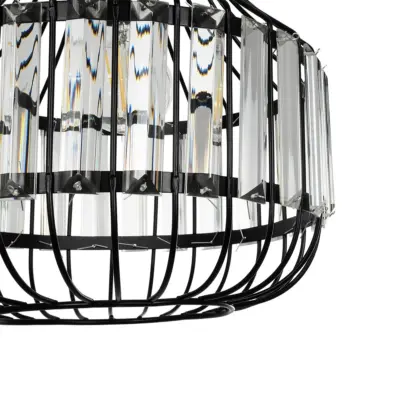 LEDTM® LUMAON 201-0081 Vintage Κρεμαστό Φωτιστικό Πλέγμα Μονόφωτο 1 x E27 IP20 Μαύρο Μέταλλο με Διάφανο Κρύσταλλο - Μ27 x Π27 x Υ37cm - Image 8