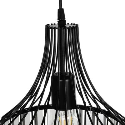 LEDTM® LUMAON 201-0081 Vintage Κρεμαστό Φωτιστικό Πλέγμα Μονόφωτο 1 x E27 IP20 Μαύρο Μέταλλο με Διάφανο Κρύσταλλο - Μ27 x Π27 x Υ37cm - Image 9
