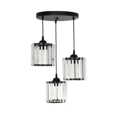 LEDTM® FLAREX 201-0084 Vintage Κρεμαστό Φωτιστικό Πλέγμα Τρίφωτο 3 x E27 IP20 Μαύρο Μέταλλο με Κρυστάλλους - Μ40 x Π40 x Υ50cm - Image 4