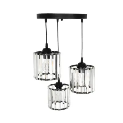LEDTM® FLAREX 201-0084 Vintage Κρεμαστό Φωτιστικό Πλέγμα Τρίφωτο 3 x E27 IP20 Μαύρο Μέταλλο με Κρυστάλλους - Μ40 x Π40 x Υ50cm - Image 5