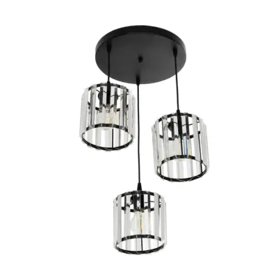 LEDTM® FLAREX 201-0084 Vintage Κρεμαστό Φωτιστικό Πλέγμα Τρίφωτο 3 x E27 IP20 Μαύρο Μέταλλο με Κρυστάλλους - Μ40 x Π40 x Υ50cm - Image 6
