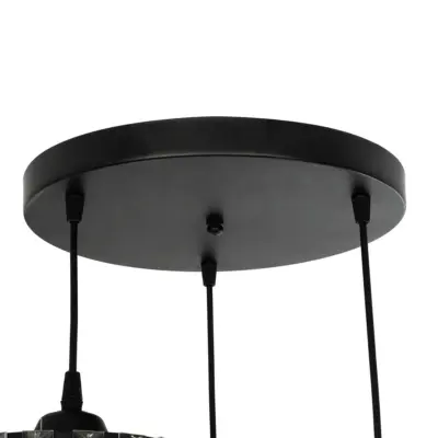 LEDTM® FLAREX 201-0084 Vintage Κρεμαστό Φωτιστικό Πλέγμα Τρίφωτο 3 x E27 IP20 Μαύρο Μέταλλο με Κρυστάλλους - Μ40 x Π40 x Υ50cm - Image 9