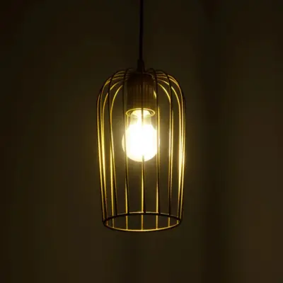 LEDTM® GLOMIA 201-0085 Vintage Κρεμαστό Φωτιστικό Πλέγμα Μονόφωτο 1 x E27 IP20 Μαύρο & Μπρούτζινο Μέταλλο - Μ14 x Π14 x Υ27cm - Image 3