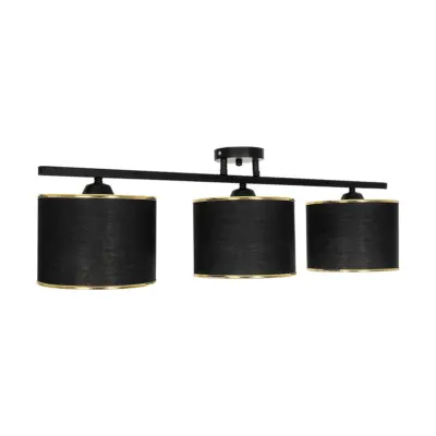 LEDTM® GLOWEN 201-0086 Vintage Φωτιστικό Οροφής Ράγα Τρίφωτο 3 x E27 IP20 Μαύρο Μέταλλο με Καφέ Υφάσμα - Μ80 x Π20 x Υ20cm - Image 4