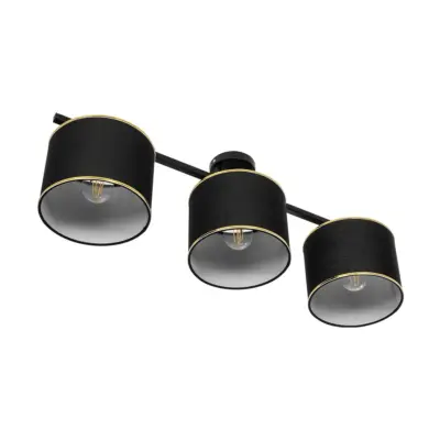 LEDTM® GLOWEN 201-0086 Vintage Φωτιστικό Οροφής Ράγα Τρίφωτο 3 x E27 IP20 Μαύρο Μέταλλο με Καφέ Υφάσμα - Μ80 x Π20 x Υ20cm - Image 5