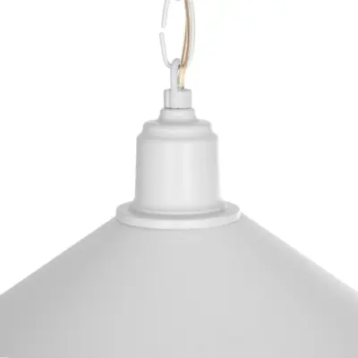 LEDTM® GLORA 201-0089 Vintage Κρεμαστό Φωτιστικό Καμπάνα Μονόφωτο 1 x E27 IP20 Λευκο Μέταλλο με Μπεζ Σχοινί - Μ30 x Π30 x Υ29cm - Image 9