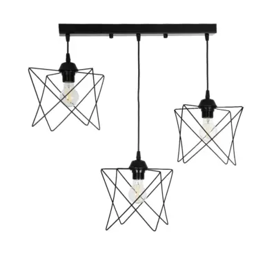 LEDTM® GLIND Vintage 201-0092 Κρεμαστό Φωτιστικό Ράγα Τρίφωτο 3 x E27 IP20 Μαύρο Μέταλλο - Μ67 x Π24 x Υ55cm - Image 4