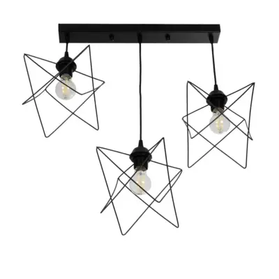 LEDTM® GLIND Vintage 201-0092 Κρεμαστό Φωτιστικό Ράγα Τρίφωτο 3 x E27 IP20 Μαύρο Μέταλλο - Μ67 x Π24 x Υ55cm - Image 5