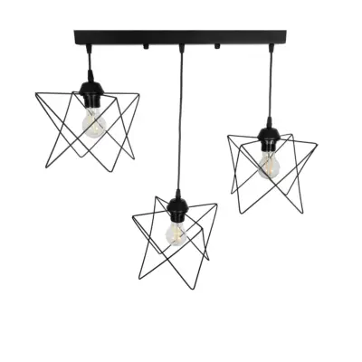 LEDTM® GLIND Vintage 201-0092 Κρεμαστό Φωτιστικό Ράγα Τρίφωτο 3 x E27 IP20 Μαύρο Μέταλλο - Μ67 x Π24 x Υ55cm - Image 6