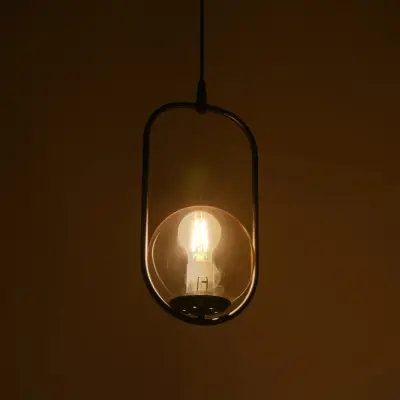 LEDTM® ZENITH 201-0093 Vintage Κρεμαστό Φωτιστικό Οροφής Μπάλα Μονόφωτο 1 x E27 IP20 Μαύρο Μέταλλο με Μελί Γυαλί - Μ18 x Π15 x Υ38cm - Image 3