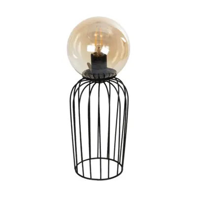 LEDTM® ZENITH 201-0094 Vintage Επιτραπέζιο Φωτιστικό Μπάλα Μονόφωτο 1 x E27 IP20 Μαύρο Μέταλλο με Μελί Γυαλί - Μ15 x Π15 x Υ40cm - Image 6