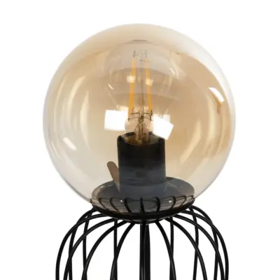 LEDTM® ZENITH 201-0094 Vintage Επιτραπέζιο Φωτιστικό Μπάλα Μονόφωτο 1 x E27 IP20 Μαύρο Μέταλλο με Μελί Γυαλί - Μ15 x Π15 x Υ40cm - Image 7