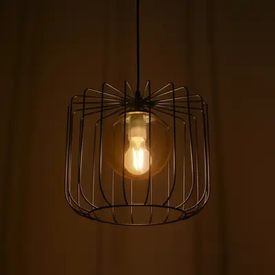 LEDTM® FLAMIA 201-0099 Vintage Κρεμαστό Φωτιστικό Πλέγμα Μονόφωτο 1 x E27 IP20 Μαύρο Μέταλλο - Μ31 x Π31 x Υ29cm - Image 3
