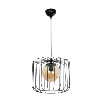 LEDTM® FLAMIA 201-0099 Vintage Κρεμαστό Φωτιστικό Πλέγμα Μονόφωτο 1 x E27 IP20 Μαύρο Μέταλλο - Μ31 x Π31 x Υ29cm - Image 4