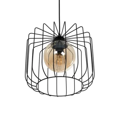 LEDTM® FLAMIA 201-0099 Vintage Κρεμαστό Φωτιστικό Πλέγμα Μονόφωτο 1 x E27 IP20 Μαύρο Μέταλλο - Μ31 x Π31 x Υ29cm - Image 6