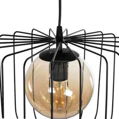 LEDTM® FLAMIA 201-0099 Vintage Κρεμαστό Φωτιστικό Πλέγμα Μονόφωτο 1 x E27 IP20 Μαύρο Μέταλλο - Μ31 x Π31 x Υ29cm - Image 8